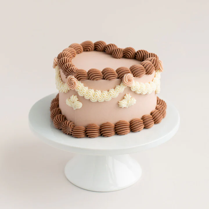 Taupe Vintage Heart Cake